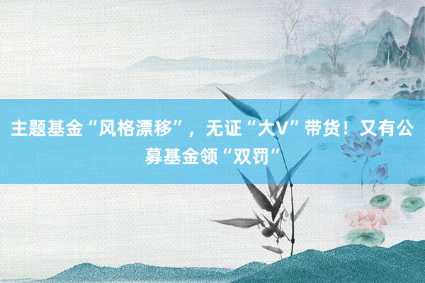 主题基金“风格漂移”,无证“大V”带货!又有公募基金领“双罚”