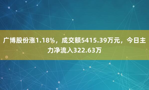 广博股份涨1.18%，成交额5415.39万元，今日主力净流入322.63万