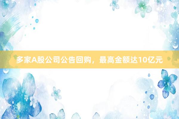 多家A股公司公告回购，最高金额达10亿元