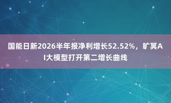 国能日新2026半年报净利增长52.52%，旷冥AI大模型打开第二增长曲线