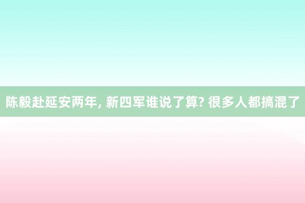 陈毅赴延安两年, 新四军谁说了算? 很多人都搞混了