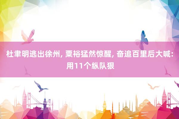 杜聿明逃出徐州, 粟裕猛然惊醒, 奋追百里后大喊: 用11个纵队狠