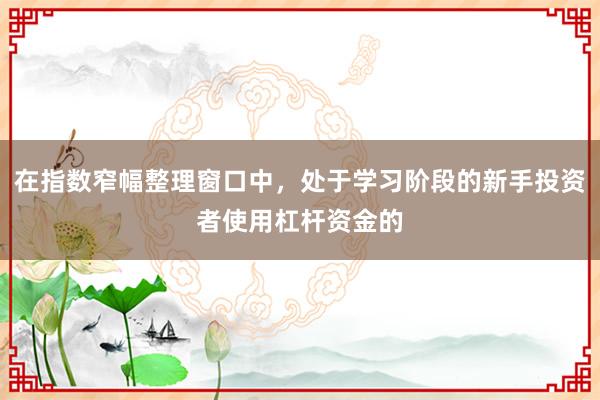 在指数窄幅整理窗口中，处于学习阶段的新手投资者使用杠杆资金的