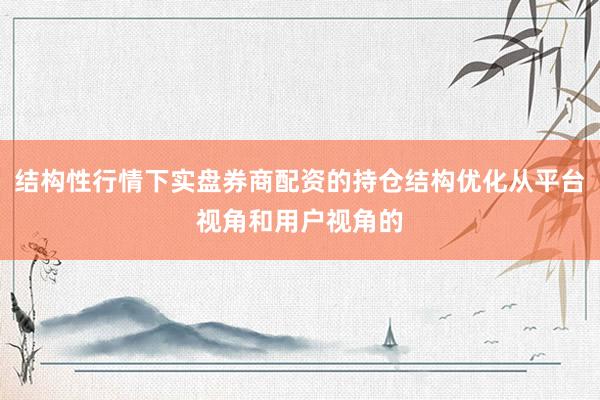 结构性行情下实盘券商配资的持仓结构优化从平台视角和用户视角的