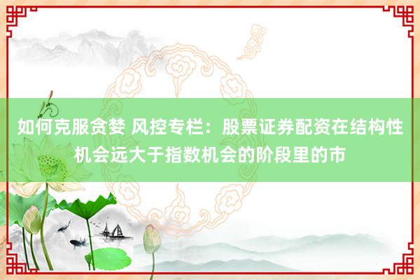 如何克服贪婪 风控专栏：股票证券配资在结构性机会远大于指数机会的阶段里的市