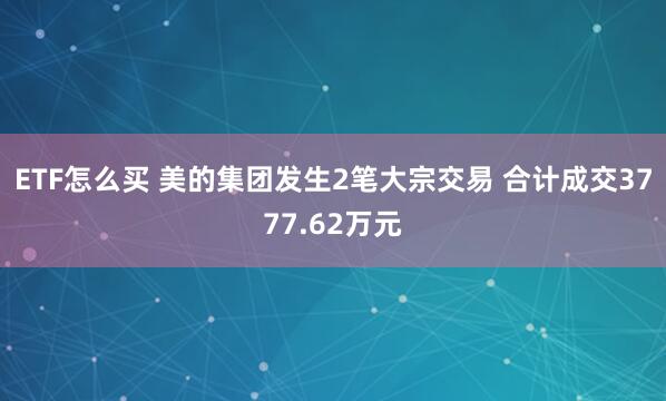 ETF怎么买 美的集团发生2笔大宗交易 合计成交3777.62万元