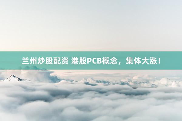兰州炒股配资 港股PCB概念，集体大涨！