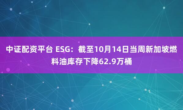 中证配资平台 ESG：截至10月14日当周新加坡燃料油库存下降62.9万桶